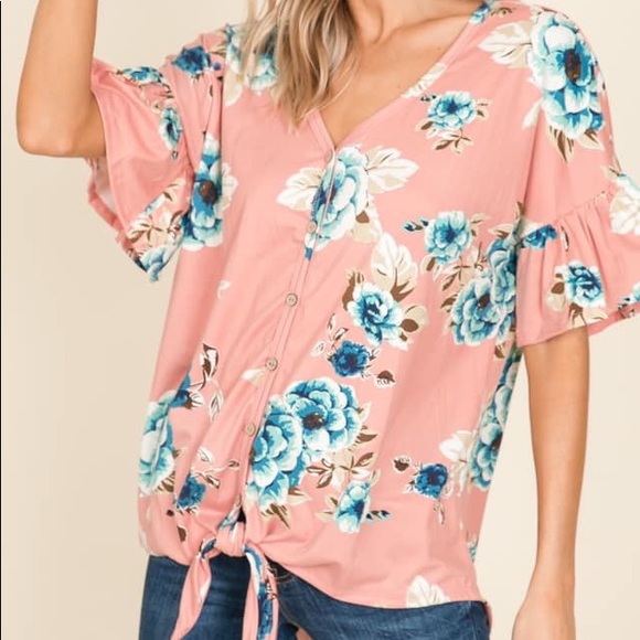 Reborn J Tops - Reborn J Floral tie front top